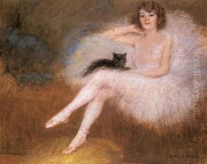 Ballerina with a black Cat by Pierre Carrier-Belleuse