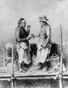 Die Tragen Maurer. by Theodor Hosemann