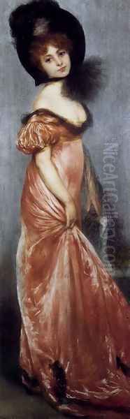 Young Girl In A Pink Dress - view 1
