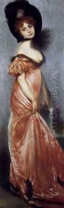Young Girl In A Pink Dress by Pierre Carrier-Belleuse