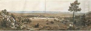 Chaine Des Alpes Francaises Vue Des Hauteurs De L'ardeche A Brogiuex Pres D'annonay by Edouard Jean Marie Hostein