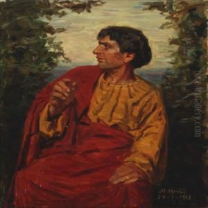 Exterior With Man Dressedin Red Cloth by Axel Hou