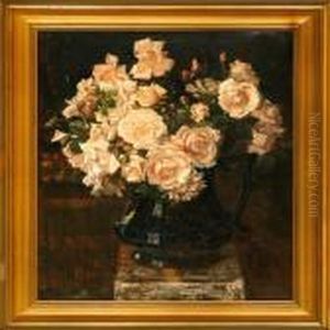 Still Life With Pink Roses In A Punch Jug by Axel Hou