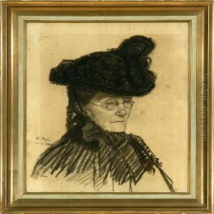 An Eldery Woman With Black Hat And Veil
