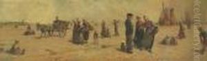 Fisherfolk On A Beach by Henri Houben