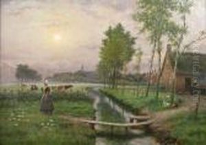 [fermiere Dans Un Paysage De Campagne]