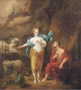 Jupiter, Juno And Io by Arnold Houbraken