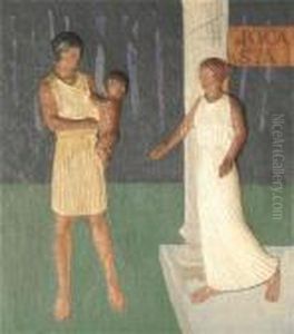 Jocasta - Depicting A Roman Senator, His Wife And Child by John Rennie MacKenzie Houston