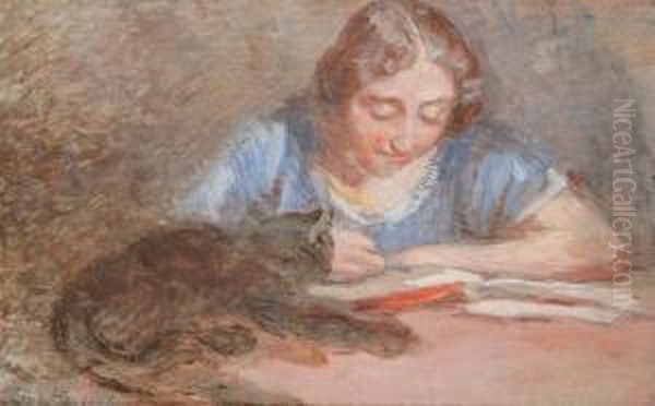 Diligent Student With Cat - view 1