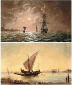Shipping On The Bosphorus Off Constantinople, By Moonlight by Edward Hoyer