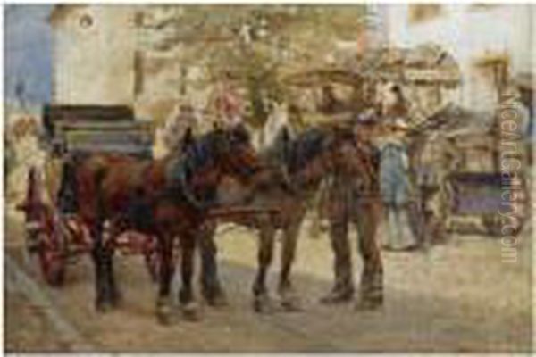 Carriages In The Streets Of A Mountain Village - view 1