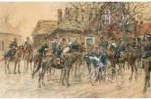 Cavalry In A Village by Jan Hoynck Van Papendrecht