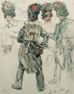 Studies Of Infantry Soldiers (recto); A Study Of A Soldier Lying Ona Battlefield (verso) by Jan Hoynck Van Papendrecht