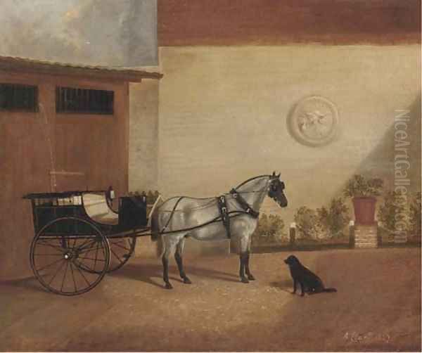 A carriage horse with a gig - view 1
