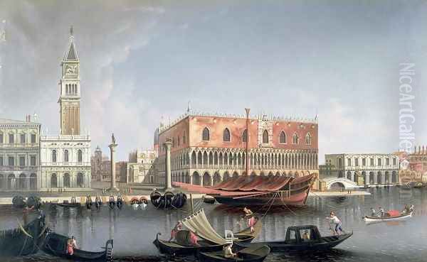 Gondolas before St. Marks Square, Venice - view 1