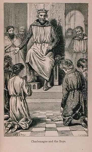 Charlemagne (742-814) and the Boys, illustration from 'Little Arthur's History of France: From the Earliest of Times to the Fall of the Second Empire', 1899 - view 1