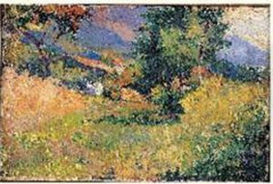 Maison Au Toit Rouge Dans Un Paysage by Henry Salem Hubbell