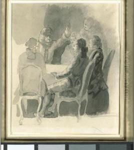 Voltaire And His Apostles by Jean Huber