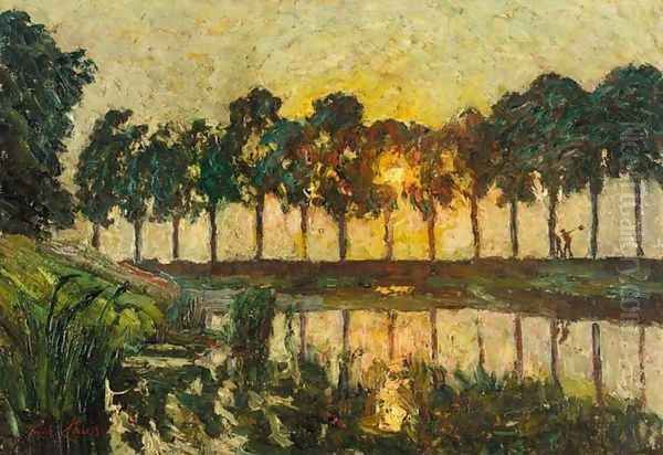 Trees by a Lake, Sunset - view 1