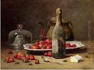 Stillleben Mit Erdbeeren Und Champagner