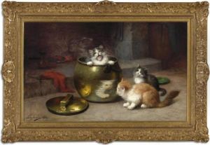 Kittens At Play by Leon Charles Huber