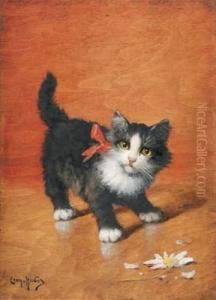 Chaton A La Paquerette by Leon Charles Huber