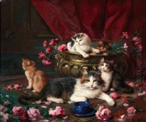 Poes Met Vier Kittens