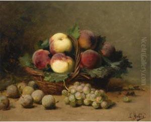 Still Life With Peaches In A Basket by Leon Charles Huber