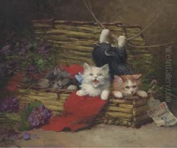 Four Kittens In A Basket - view 1