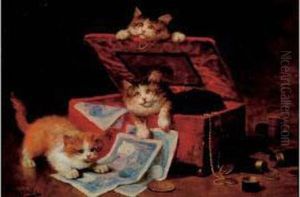 Chatons A La Boite A Bijoux. by Leon Charles Huber