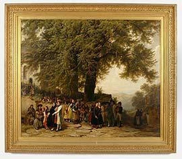 A Wedding Party Under Trees. - view 1