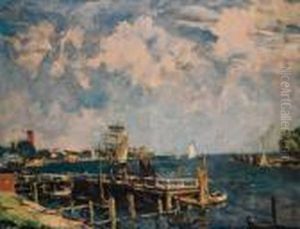 Sailing Ships In A Bay On A Summer's Day by Ulrich Hubner