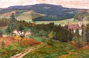 Krajina S Kostelikem by Antonin Hudecek