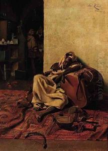 A sleeping Arab musician by Emile Claus