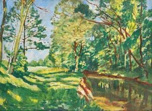 A Summer Landscape With A Water Surface by Antonin Hudecek