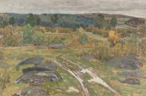 Fruhlingslandschaft Mit Den Ersten Blumen. by Antonin Hudecek