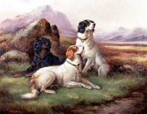 Setters in a Highland Landscape by Robert Cleminson