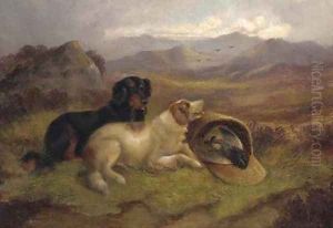 Gundogs with the day's bag by Robert Cleminson