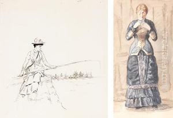 Woman Fishing, Woman Buttoning 
Dress, Sailor On Ocean, Spaniard On Galleon, Young And Old - view 1