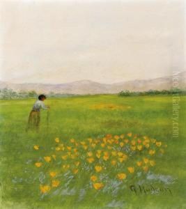Woman In Field With Flowers by Grace Carpenter Hudson