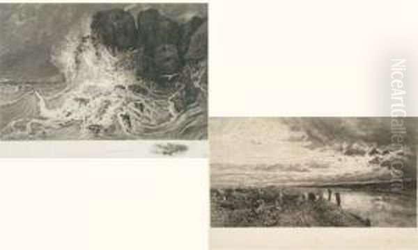 L'inondation De Saint-cloud -
Les Brisants A Granville - Le Matin A Seine-port - Pecheur Au Torrent -
Cerfs Au Bord De L'eau - view 1