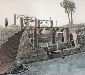 Collecting Water from the Nile, plate 6 from Volume II Arts and Trades of Description of Egypt 1822 by Nicolas Jacques Conte