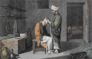 The Barber from Volume II Arts and Trades of Description of Egypt 1822 by Nicolas Jacques Conte