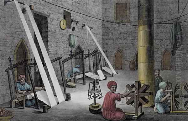 Interior of a Weaver's Workshop, from Volume II Arts and Trades of Description of Egypt 1822 - view 1