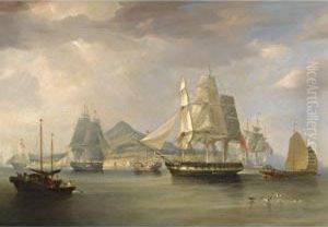 The Opium Ships At Lintin, China by William Huggins