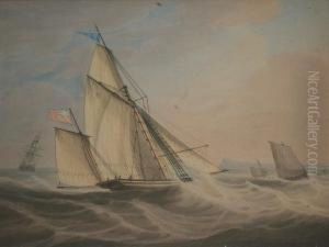 Sailing Vessels In Coastal Waters by William Huggins