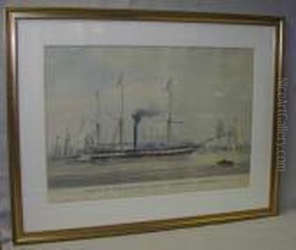 Ships Of The General Steam
Navigation Companyoff Brunswick Wharf, Blackwall. Featuring The
"clarence" And The"leith". Coloured Aquatint By Edward Duncan Published
By Huggins1840. - view 1
