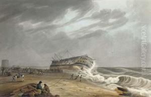 The Honourable [east India] Company's Ship Thames On Shore At Eastbourne