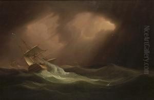 A Swedish Man-o""war, Taken By
The Dutch As A Prize, And Other Ships Of A Squadron In Distress In
Mountainous Seas by William Huggins