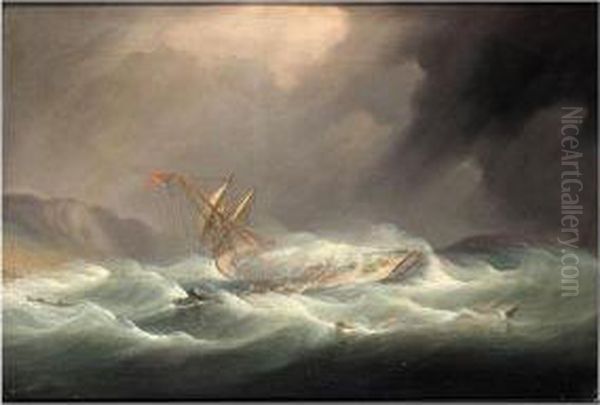 Survivors Rescued From A Shipwreck In A Storm - view 1